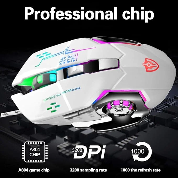 Imagem 4 de 5 do produto Mouse Gamer RGB, 3200 Dpi, 6 Botões Programáveis, Design Ergonômico, Com Fio Usb