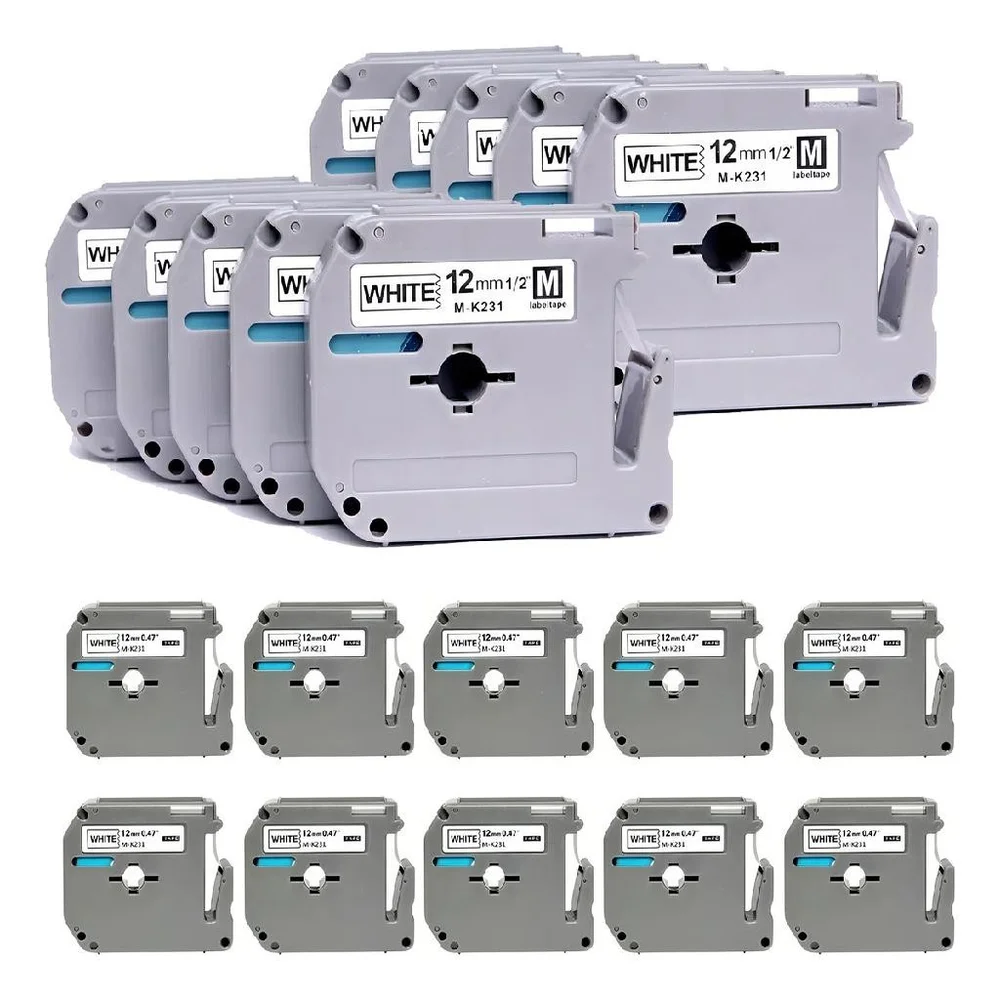 Imagem 1 de 5 do produto 20x Fita Rotulador M231 Mk-231 M-k231 Mk231 M231 Pt-70 Pt-80 Pt-65 Cor Branco