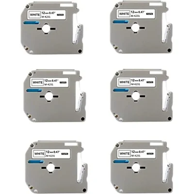 Kit Com 6 Fitas Brancas Rotulador Ollix Compativel Mk231 M231 Mk 231 Ollix