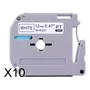 10 Fita Compatível Etiquetador Brother Mk231 12mm Pt80-70-90 Cor Branco