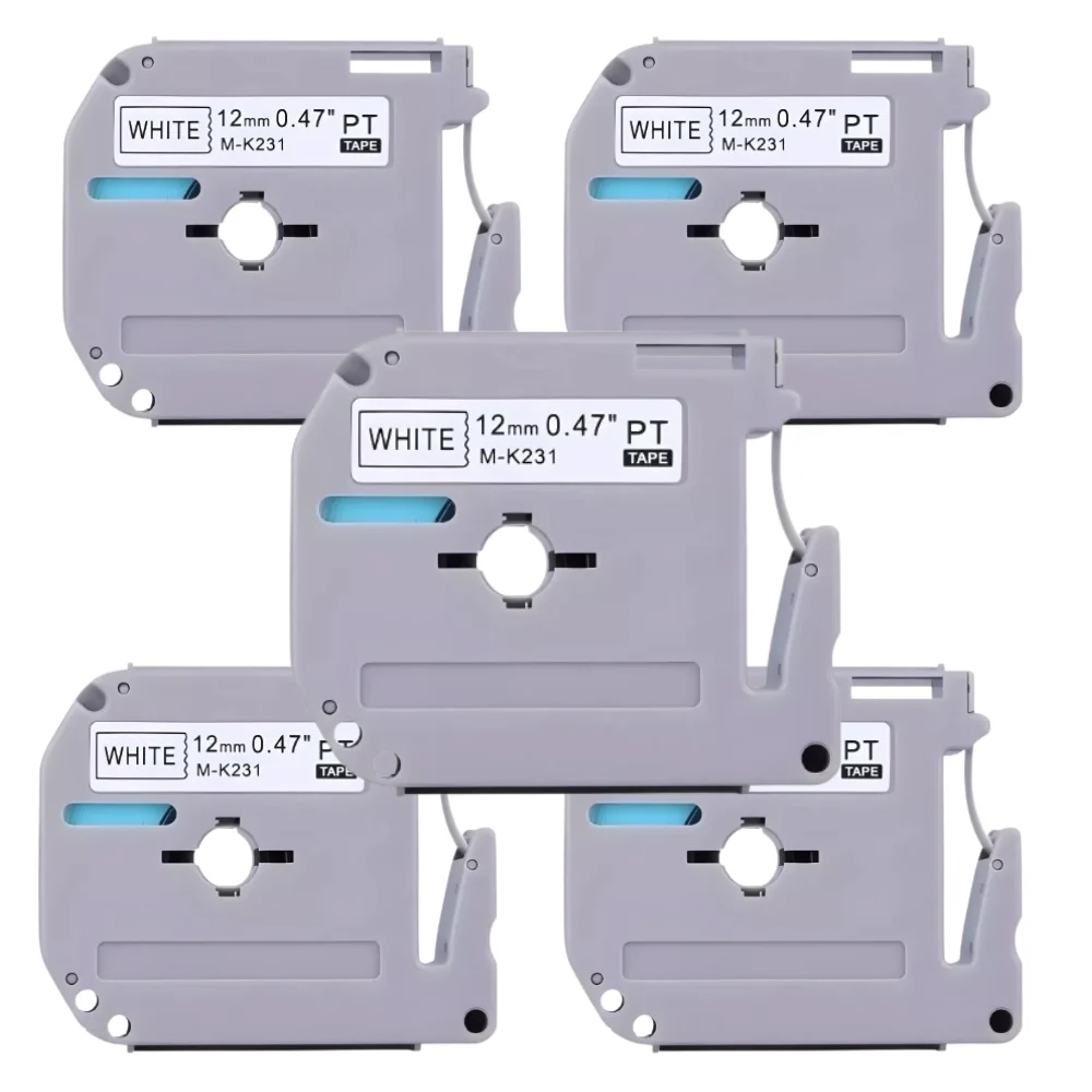 Imagem 4 de 5 do produto Kit 5 Fita Compatível Brother M231 Mk231 Mk 231 Pt-90 12mm
