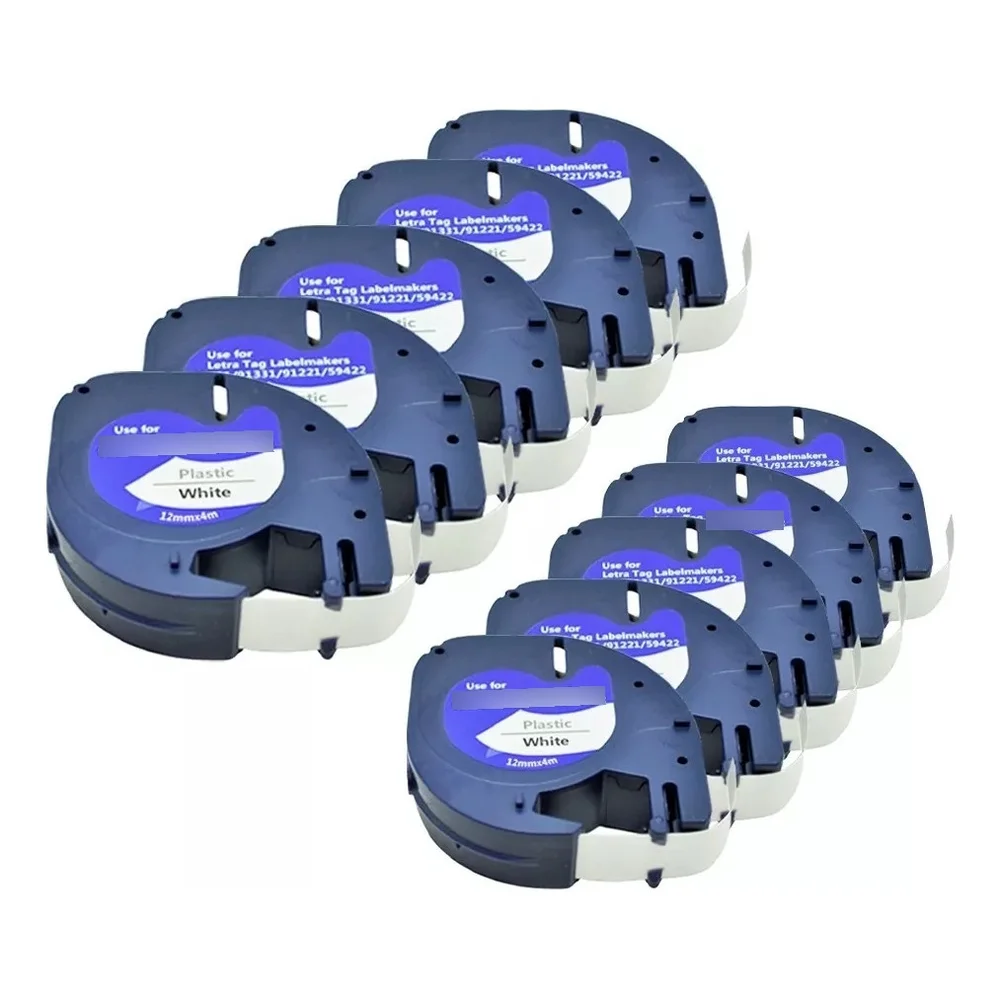 Imagem 1 de 5 do produto 10 Fitas Compatível P/ Uso Rotulador Dymo Letratag 91201