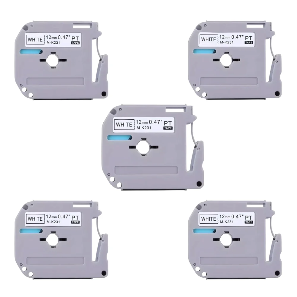 Kit Com 5 Fitas Brancas Rotulador Brother Compatível Mk231 M231 Mk 231