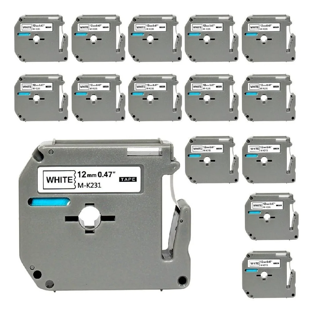 15x Fita Compatível Com Brother Mk231 T Branca 12mm Pt 80 70 Cor Branco