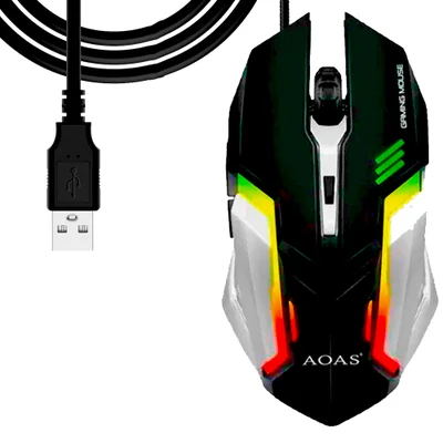 Mouse Gamer Usb 1,4m LED RGB Botões 3200dpi