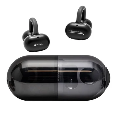 Fone De Ouvido Moondrop Pill Preto Bluetooth 6.0 Ear-clip Anc Ai, Driver 13mm, Auto Eq, Ipx4, 8+20h, App Personalizável