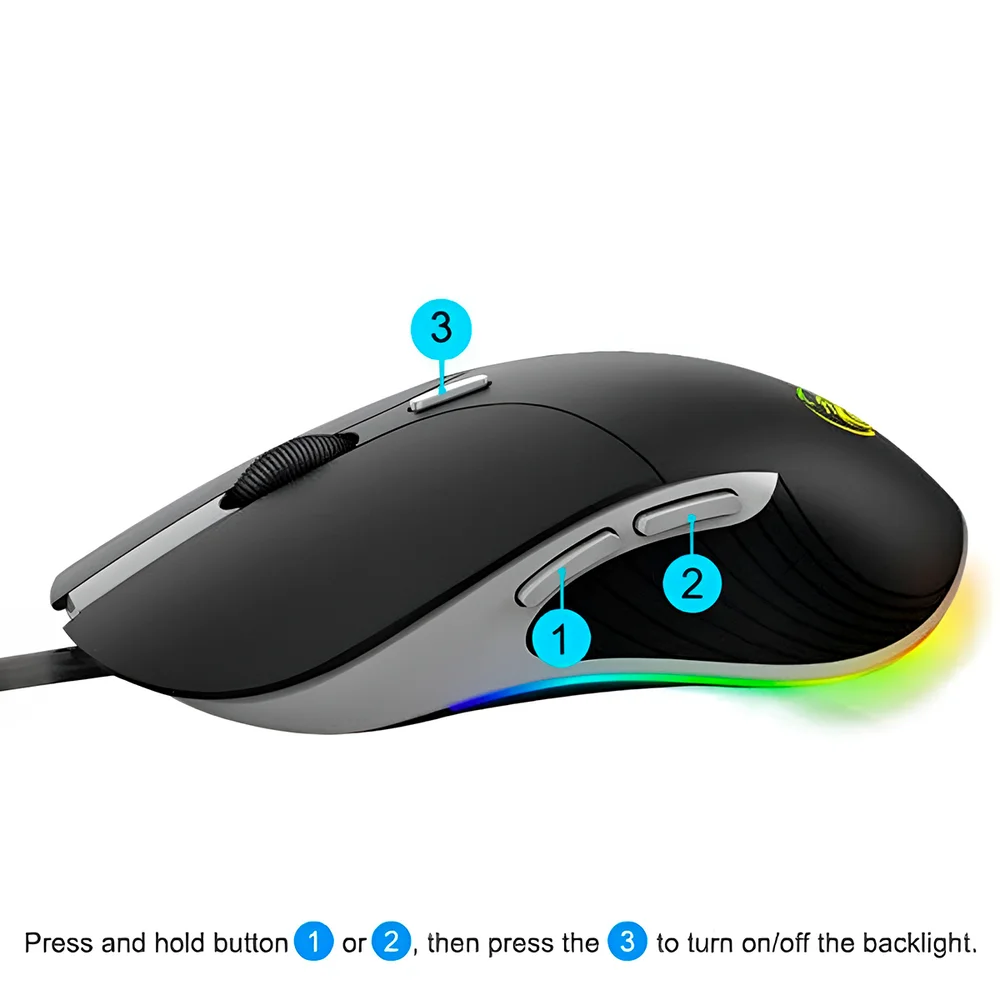 Imagem 2 de 5 do produto Mouse Gamer Óptico RGB Com Fio Usb 6 Botoes