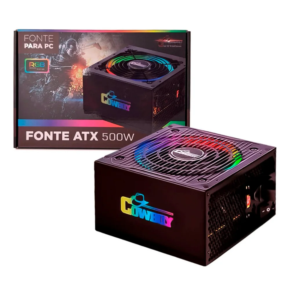 Fonte De Alimentação Atx 600w Bivolt Manual Com LED RGB - Kp-535RGB