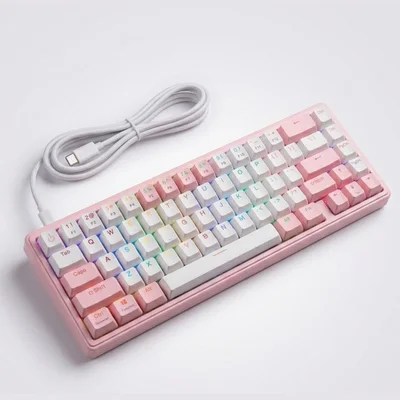 Teclado Mecanico Rise Mode Gm1 Pro White And Pink RGB Switch Outemu Blue - Rm-tcm-gm1p-wpblue.