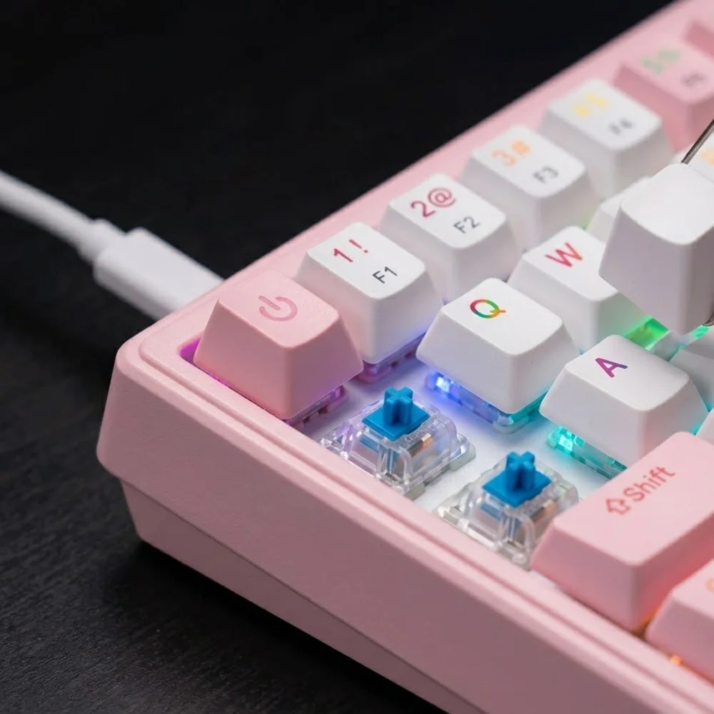 Imagem 5 de 5 do produto Teclado Mecanico Rise Mode Gm1 Pro White And Pink RGB Switch Outemu Blue - Rm-tcm-gm1p-wpblue.