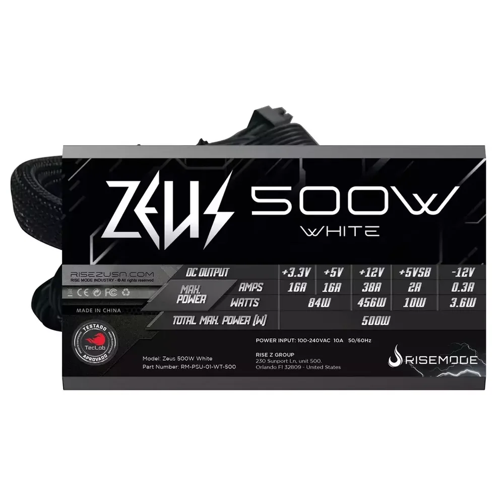 Fonte Gamer Rise Mode Zeus 500w Ctr White - Rm-psu-01-wt-500. Fonte Gamer Rise Mode Zeus 500w Ctr White - Rm-psu-01-wt-500.