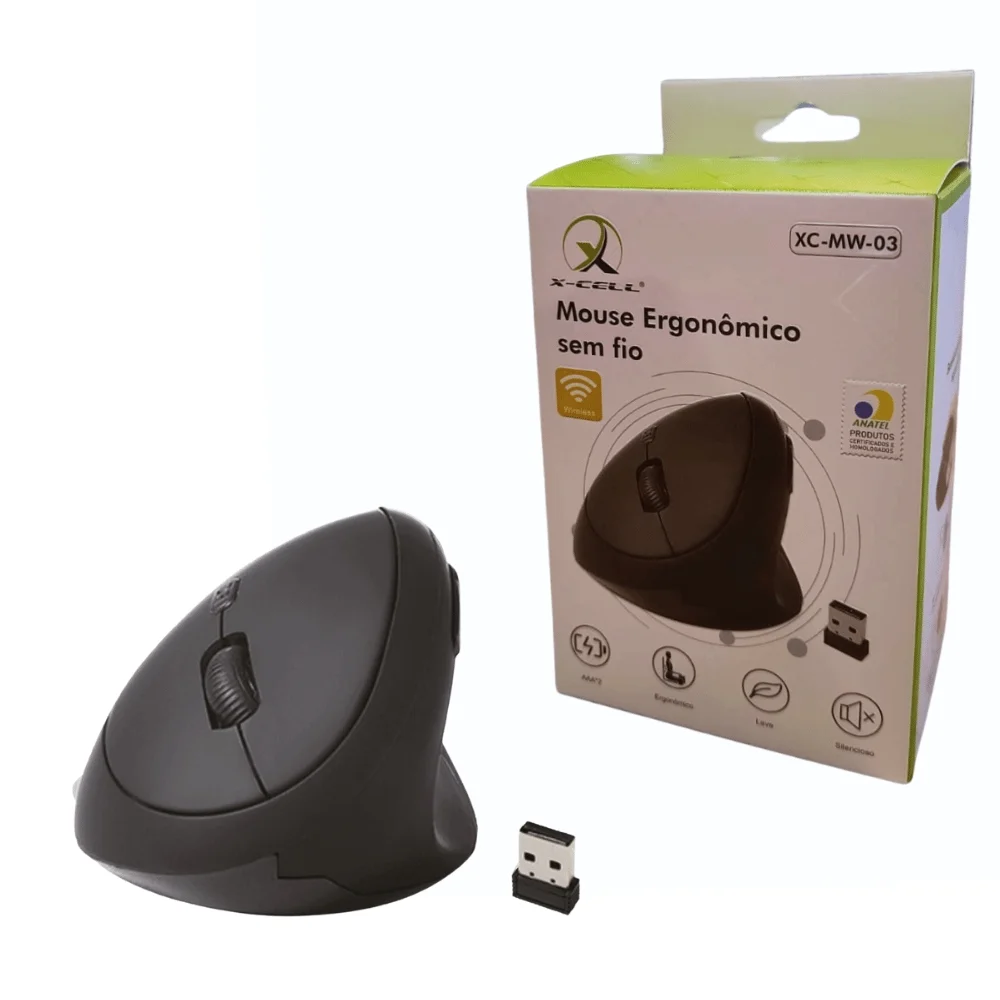 Imagem 3 de 4 do produto Mouse Ergonomico Sem Fio Mod. Xc-mw-03