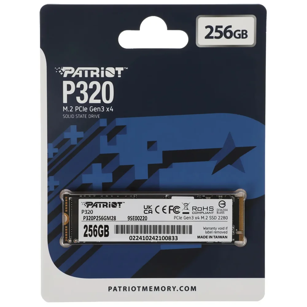 Imagem 2 de 5 do produto SSD 256gb Patriot P320 M.2 2280 Nvme PCie Gen 3 X4 P320p256gm28