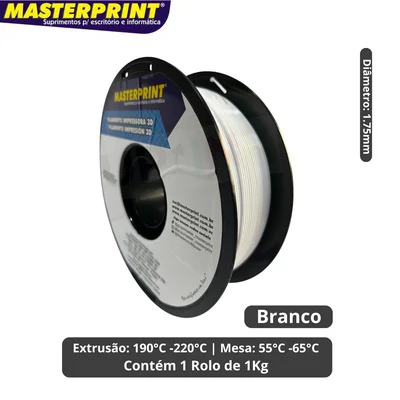 Filamento 3d - Pla Branco - Rolo 1kg (1.75mm) Der 5- Mp