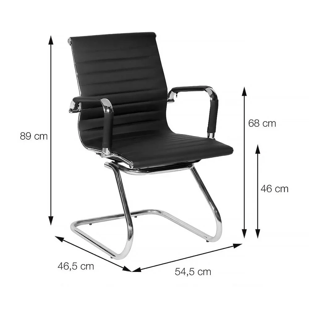 Imagem 3 de 5 do produto Cadeira Interlocutor Secretária Pés Fixos Esteirinha Cinza + Cx Cinza