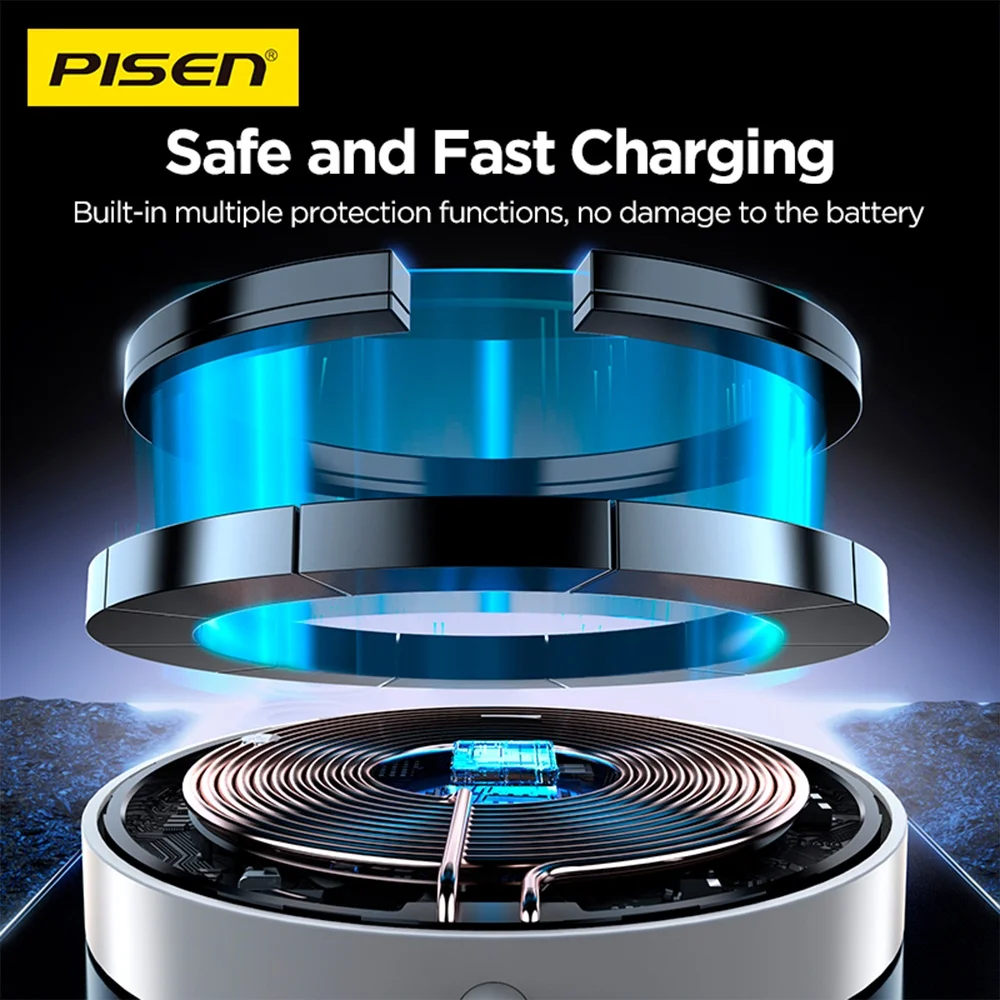 Imagem 2 de 5 do produto Carregador Magnético Pisen Tp-c74 Sem Fio Máx 15w Branco