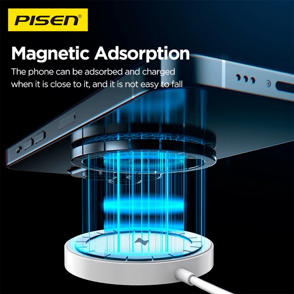 Imagem 4 de 5 do produto Carregador Magnético Pisen Tp-c74 Sem Fio Máx 15w Branco