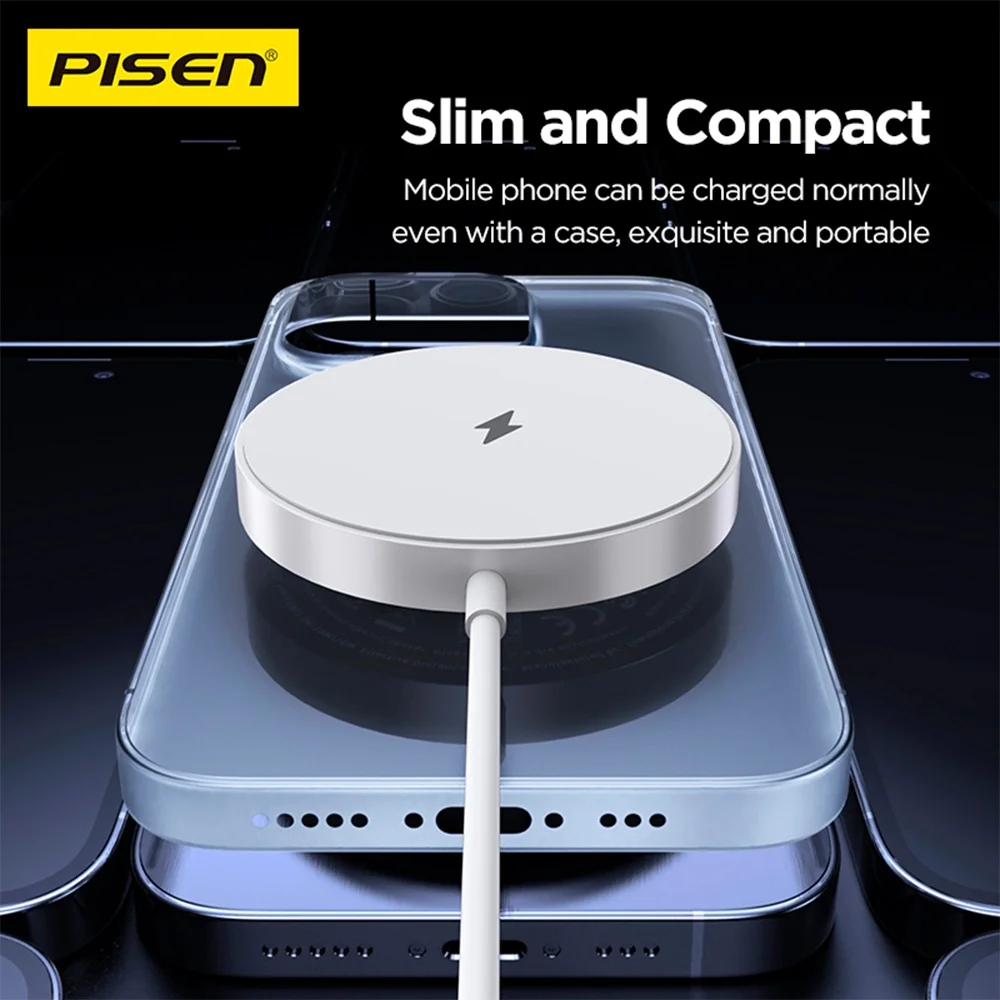 Imagem 5 de 5 do produto Carregador Magnético Pisen Tp-c74 Sem Fio Máx 15w Branco