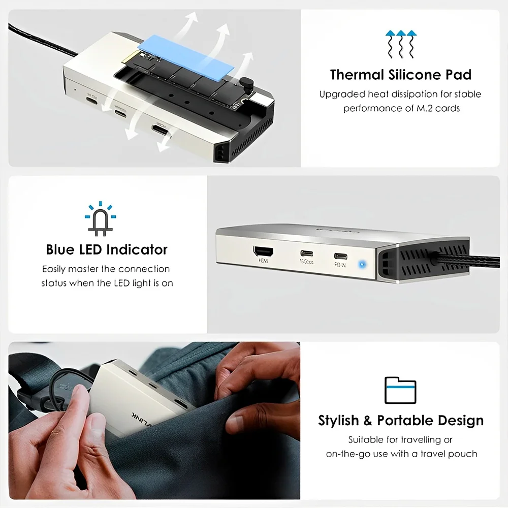 Imagem 2 de 5 do produto Hub Multifuncional Wavlink 8 In 1 Docking Station Usb C