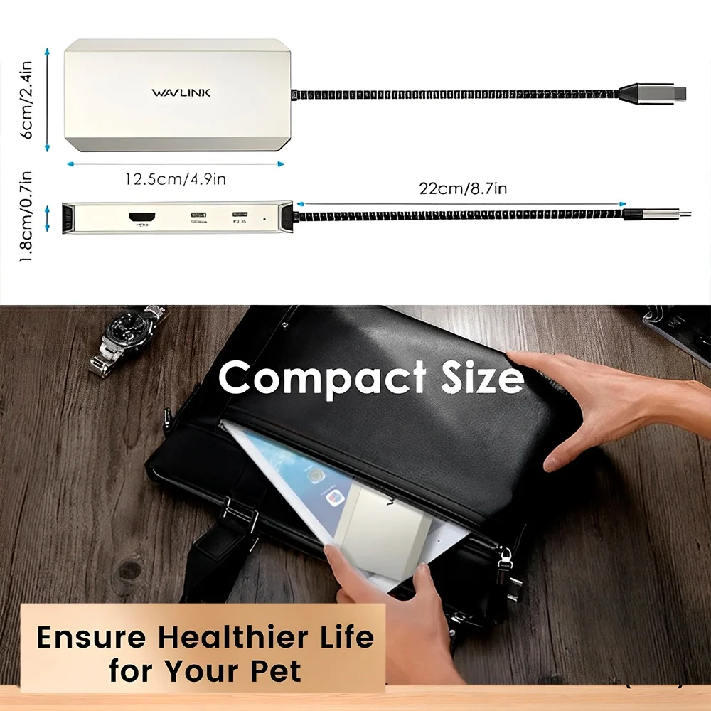 Imagem 3 de 5 do produto Hub Multifuncional Wavlink 8 In 1 Docking Station Usb C