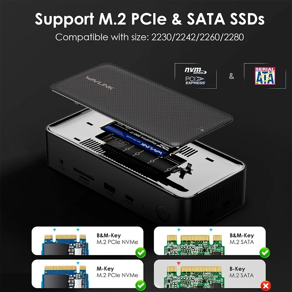 Imagem 2 de 5 do produto Hub Estação Acoplamento Usb C Wavlink 13in1 4k60hz Preto