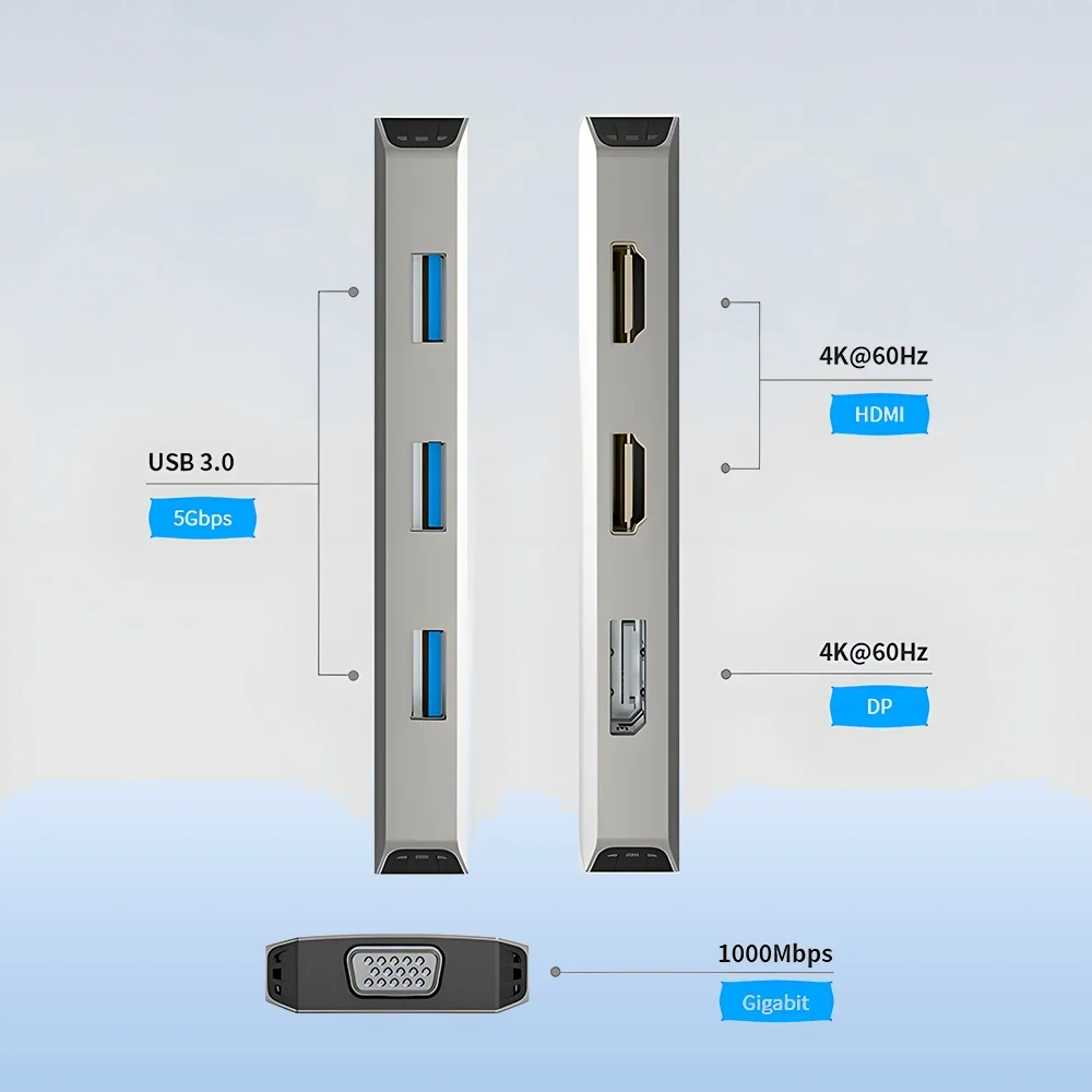 Imagem 2 de 5 do produto Hub Mini Dock Usb C Wavlink 7 Em 1 4k/60hz Pd 85w Prata
