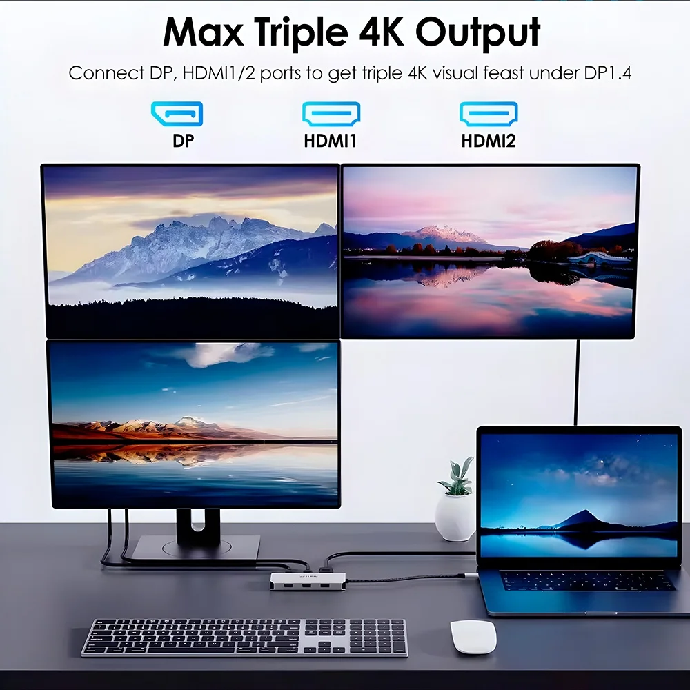 Imagem 3 de 5 do produto Hub Mini Dock Usb C Wavlink 7 Em 1 4k/60hz Pd 85w Prata