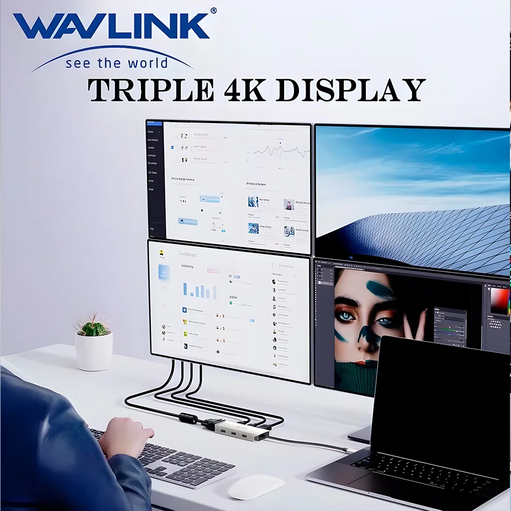 Imagem 5 de 5 do produto Hub Mini Dock Usb C Wavlink 7 Em 1 4k/60hz Pd 85w Prata