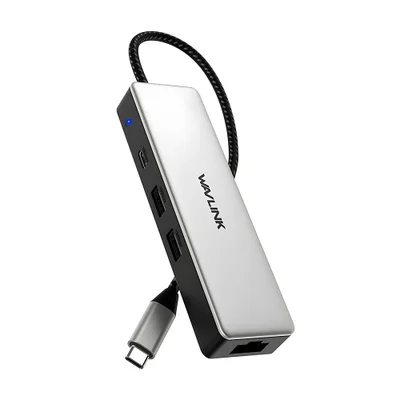 Hub Usb C Wavlink Para Rj45 Ethernet Fêmea 2.5gbps Prata