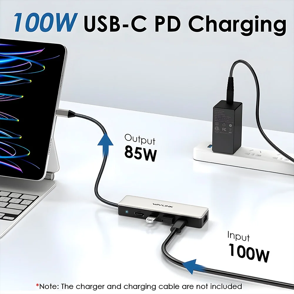 Imagem 3 de 5 do produto Hub Usb C Wavlink P/rj45 2.5gbps Usb C/a HDMI 4k Pd 100w