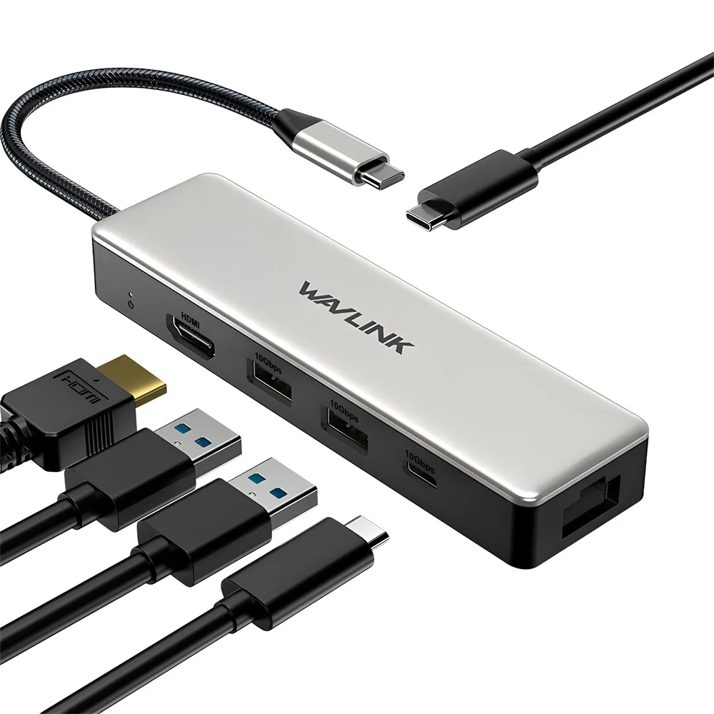 Imagem 4 de 5 do produto Hub Usb C Wavlink P/rj45 2.5gbps Usb C/a HDMI 4k Pd 100w