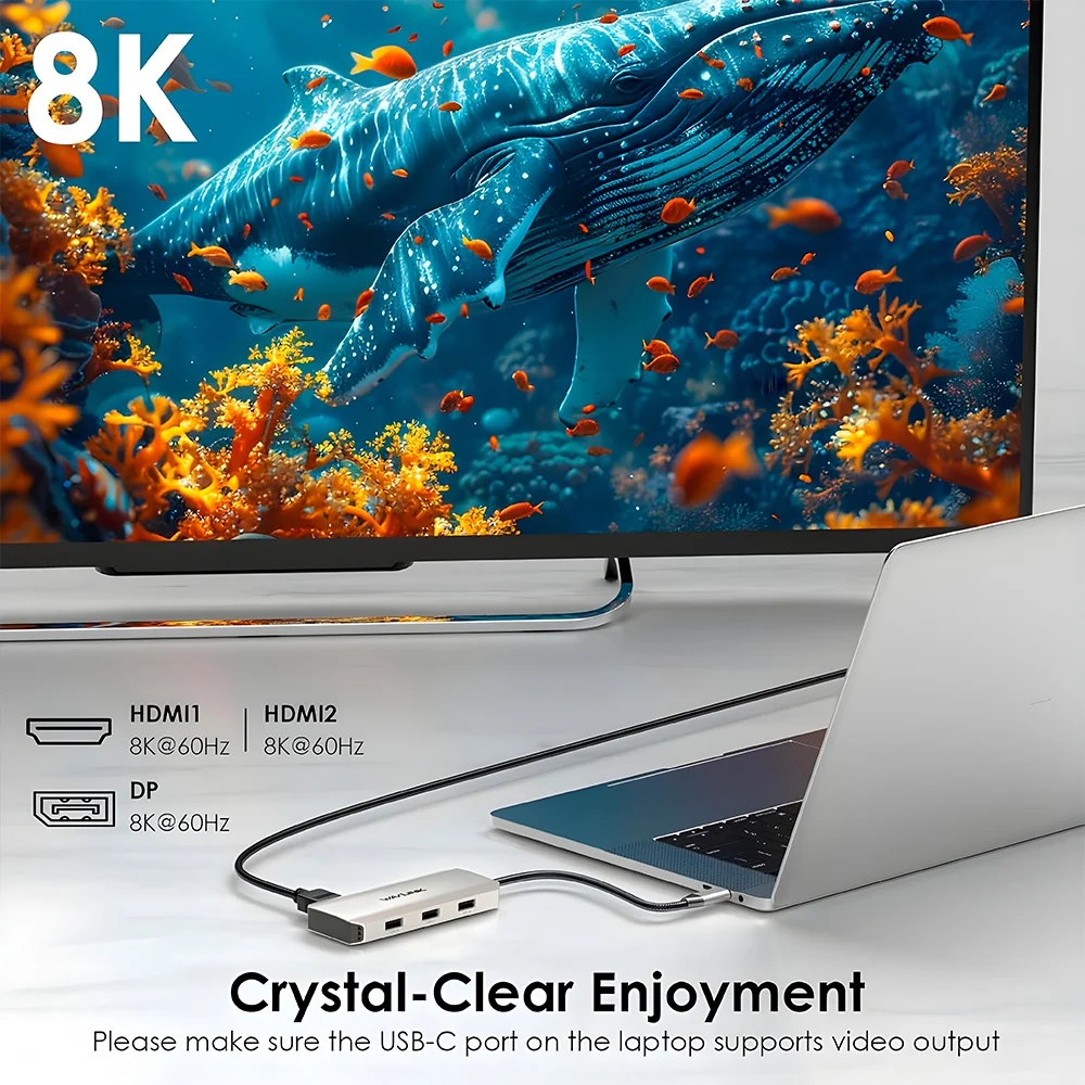 Imagem 4 de 5 do produto Hub Usb C Wavlink 7 Em 1 Docking Station 4k/60hz Pd 100w