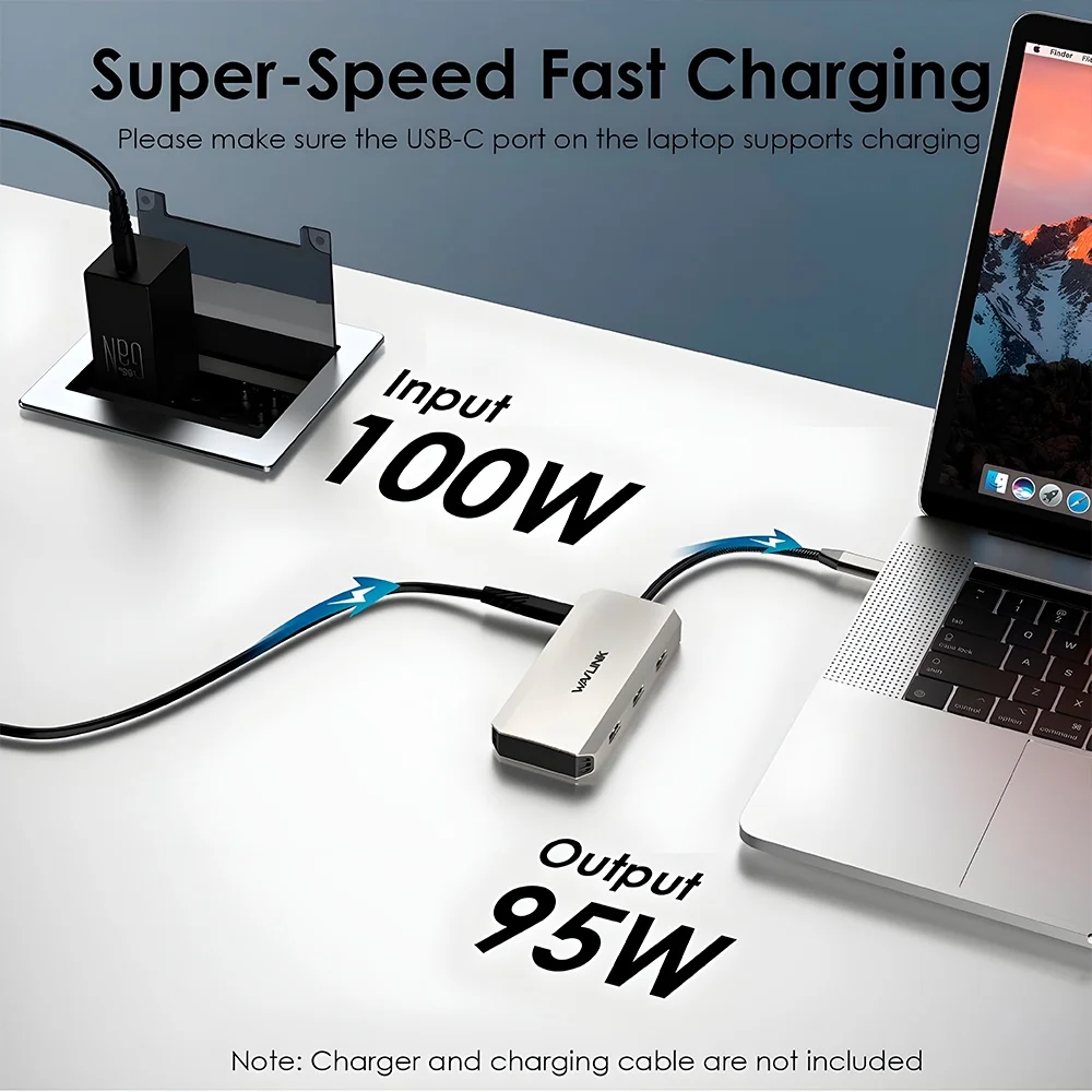Imagem 5 de 5 do produto Hub Usb C Wavlink 7 Em 1 Docking Station 4k/60hz Pd 100w