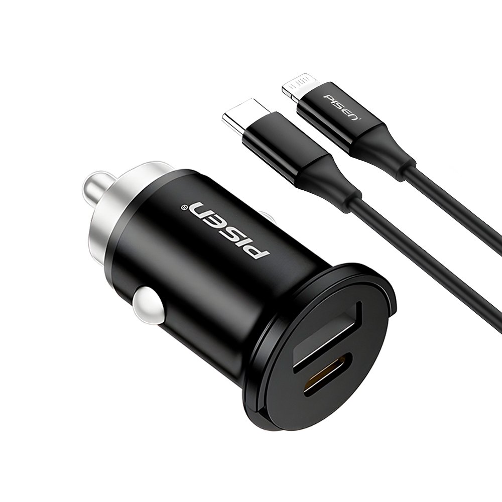 Carregador Usb A/c P/veículo Pisen Tp-c73 30w + Cabo Preto