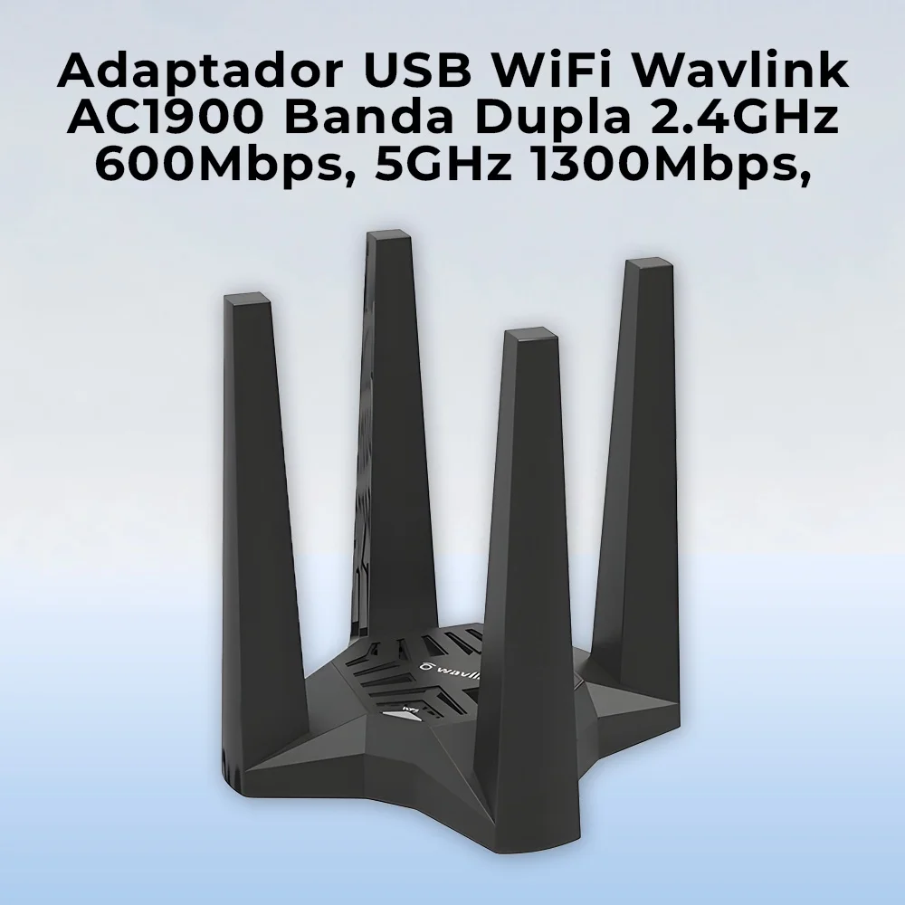 Imagem 2 de 5 do produto Adaptador Usb A Wifi Wavlink Ac1900 Banda Dupla PC Preto