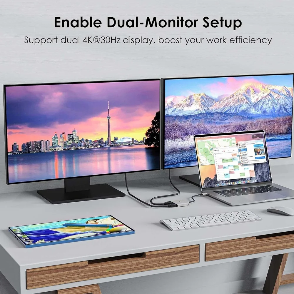 Imagem 3 de 5 do produto Conversor Usb C Wavlink Para Duplo HDMI 4k/60hz Pd 87w
