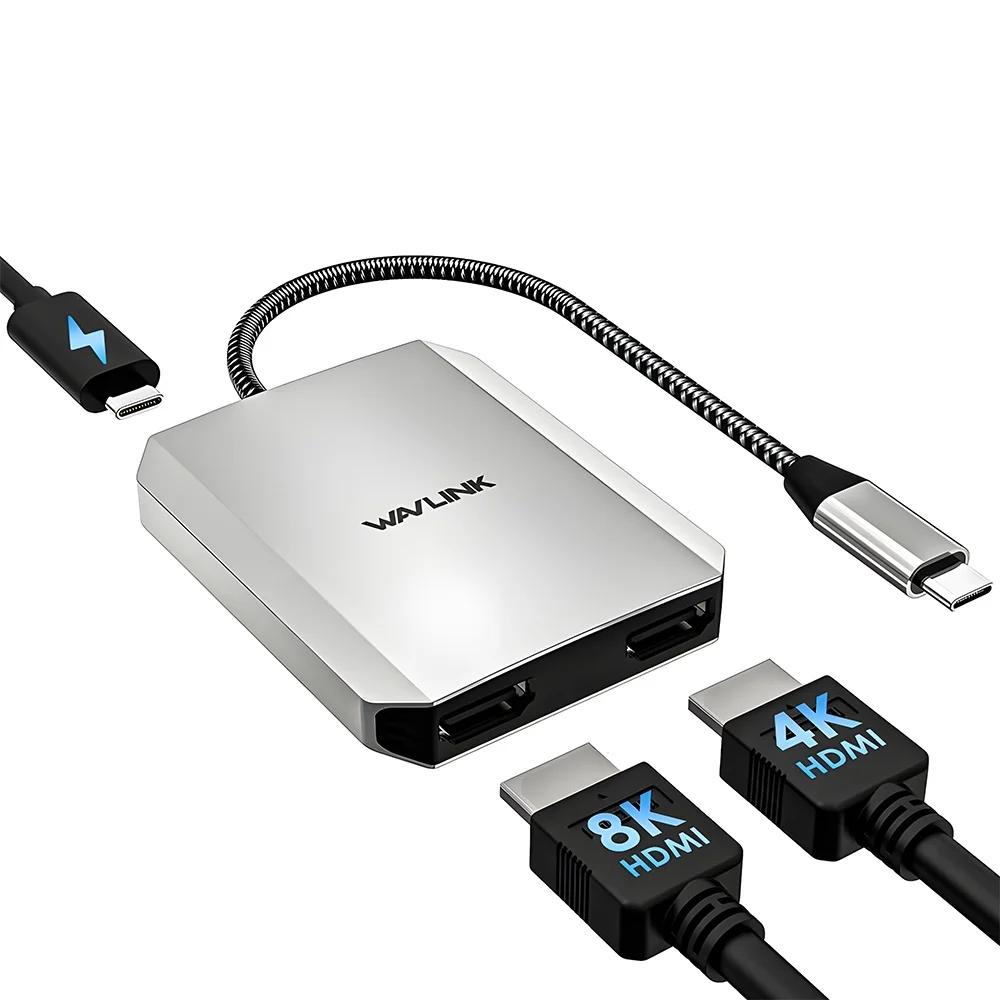 Imagem 4 de 5 do produto Adaptador Usb C Para HDMI Duplo Wavlink 4k/60hz Pd 100w