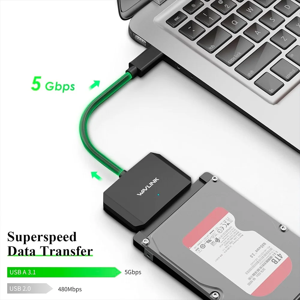 Imagem 4 de 5 do produto Cabo Disco Rígido Externo Wavlink Sata Para Usb A Preto