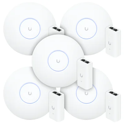 5 Roteadores Wi-fi 6 Access Point 3.0 Gbps + 5 Injetores Poe | 5 U6+ Ubiquiti Com 5 Fontes 48v 15w