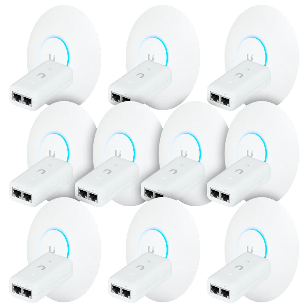 Imagem 2 de 5 do produto 10 Roteadores Wi-fi 6 Access Point 3.0 Gbps + 10 Injetores Poe | 10 U6+ Ubiquiti Com 10 Fontes 48v 15w