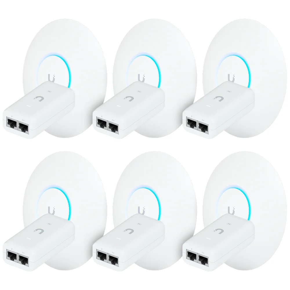Imagem 2 de 5 do produto 6 Roteadores Wi-fi 6 Access Point 3.0 Gbps + 6 Injetores Poe | 6 U6+ Ubiquiti Com 6 Fontes 48v 15w