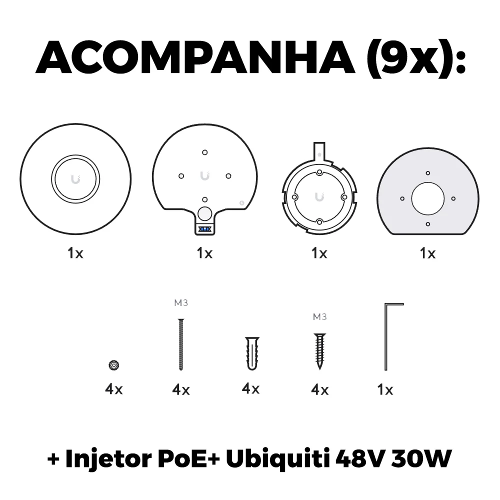 Imagem 3 de 5 do produto 9 Roteadores Wi-fi 6 Access Point 3.0 Gbps + 9 Injetores Poe+ | 9 U6+ Ubiquiti Com 9 Fontes 48v 30w