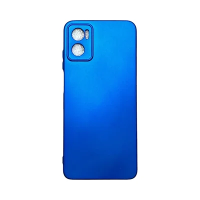 Capa Moto E22 Silicone Aveludada Protege Câmera Colorida Capinha Anti Impacto Moto E22:azul Metálico