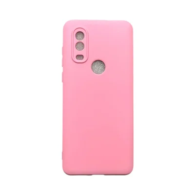 Capa Moto One Vision Silicone Aveludada Protege Câmera Colorida Capinha Anti Impacto Moto One Vision:rosa Bebê