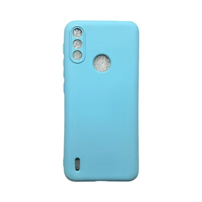 Capa Moto E7 Power Silicone Aveludada Protege Câmera Colorida Capinha Anti Impacto Moto E7 Power:azul Bebê