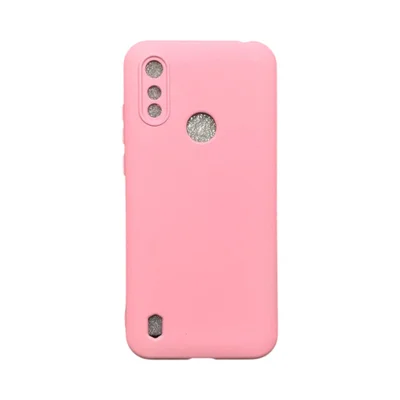 Capa Moto E6s / E6i Silicone Aveludada Protege Câmera Colorida Capinha Anti Impacto Moto E6s / E6i:rosa Bebê