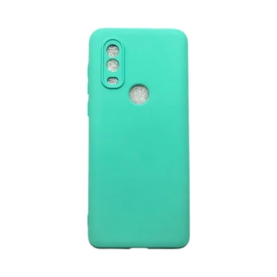 Capa Moto One Vision Silicone Aveludada Protege Câmera Colorida Capinha Anti Impacto Moto One Vision:verde Água