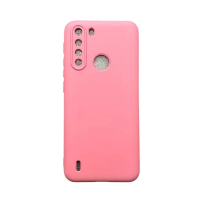 Capa Moto One Fusion Silicone Aveludada Colorida Capinha Anti Impacto Moto One Fusion:rosa Bebê