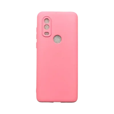 Capa Moto One Vision Silicone Aveludada Protege Câmera Colorida Capinha Anti Impacto Moto One Vision:rosa 04