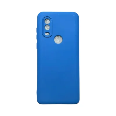 Capa Moto One Vision Silicone Aveludada Protege Câmera Colorida Capinha Anti Impacto Moto One Vision:azul